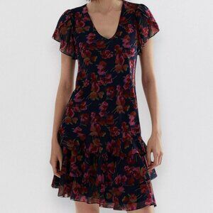 Lauren Ralph Lauren Women's Floral Georgette Drop-Waist Dress Blue Size 4 NWT
